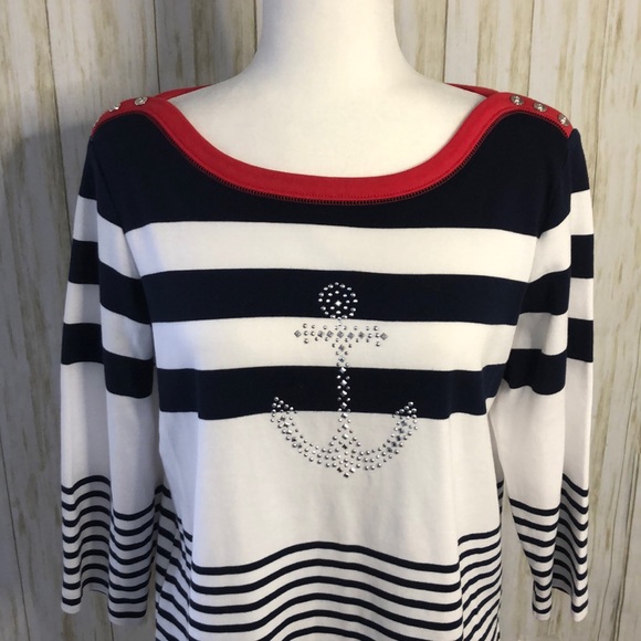 Alfred Dunner anchor women’s stripe top size PM - Picture 3 of 12
